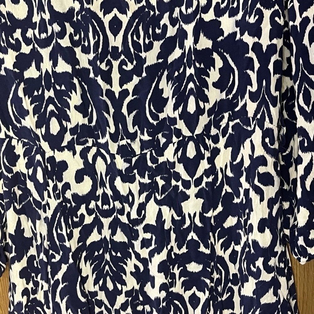 Zara White and Blue Sheath Dress 3/4 Sleeve Crew Neck - Picture 9 of 13